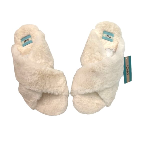 Toms Shoes - Toms Susie Natural Faux Fur Slippers White